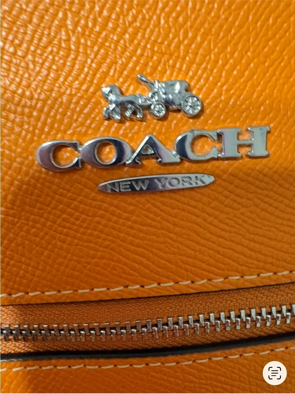 Coach Orange Pebbled Leather Crossbody with Silver Hardware